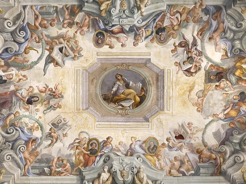 1621-Jacopo Chiavistelli - Varia eruditione, 1678 - Uffizi, grottesche della volta del corridoio di ponente
